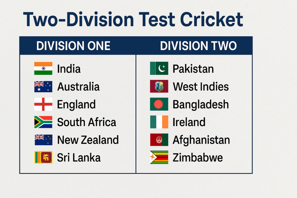 Two-Division Test Cricket